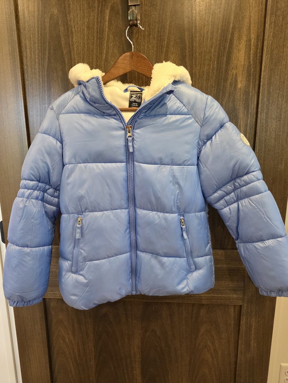 ZeroXposur Girls 14/16 Kids Blue Fleece Lined Puffer Coat NWOT